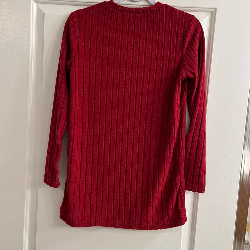 Red Ribbed Knit Sweater - Picture 2 of 7